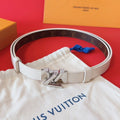 LOUIS VUITTON LV GO-14 20MM BELT IN WHITE CALFSKIN SILVER HARDWARE