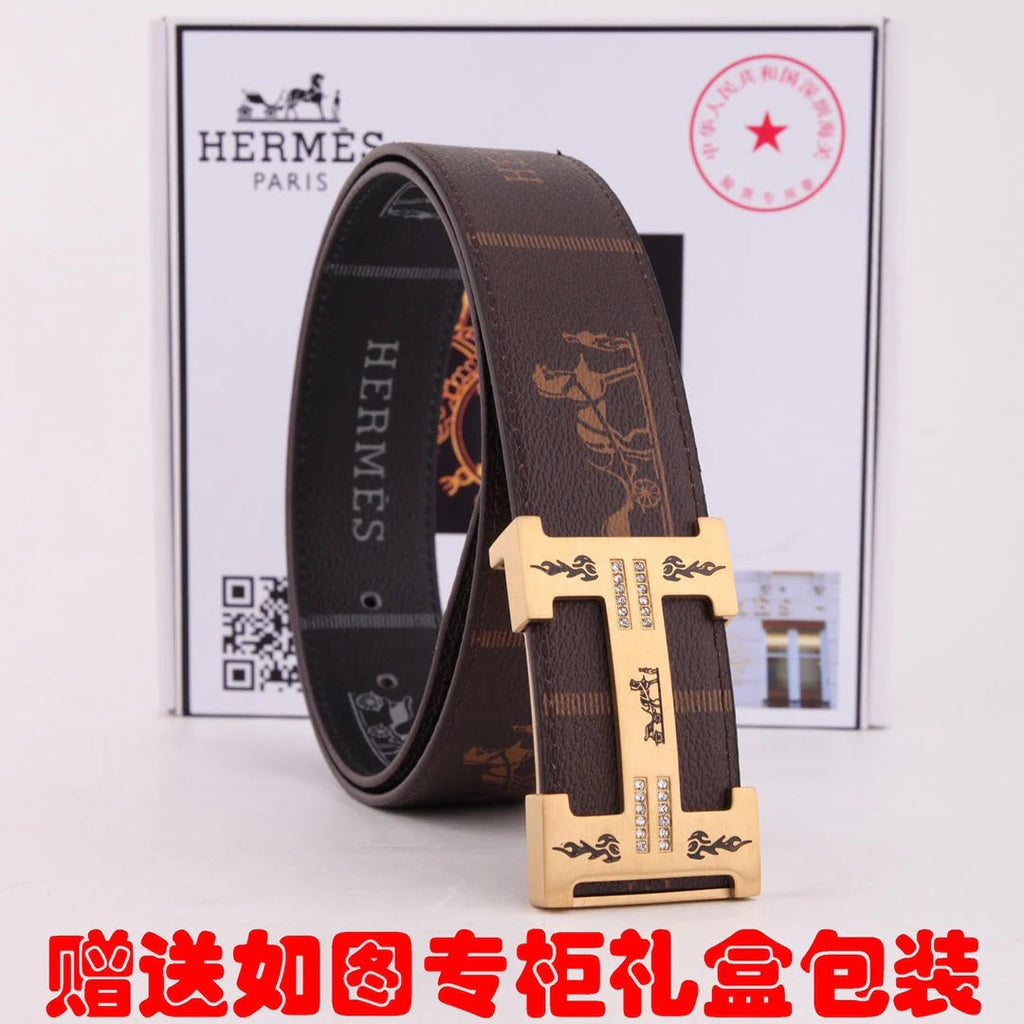 HM Constance Belt 38mm Brown Black Cowhide Gold Buckle 620189|Hermès belt