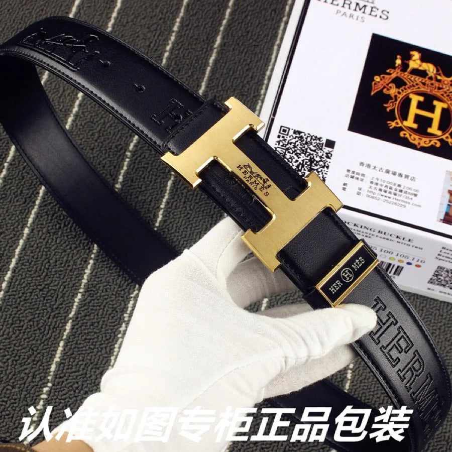 HM Original Belt 38mm Black Cowhide Gold Buckle 620273 | Hermès belt