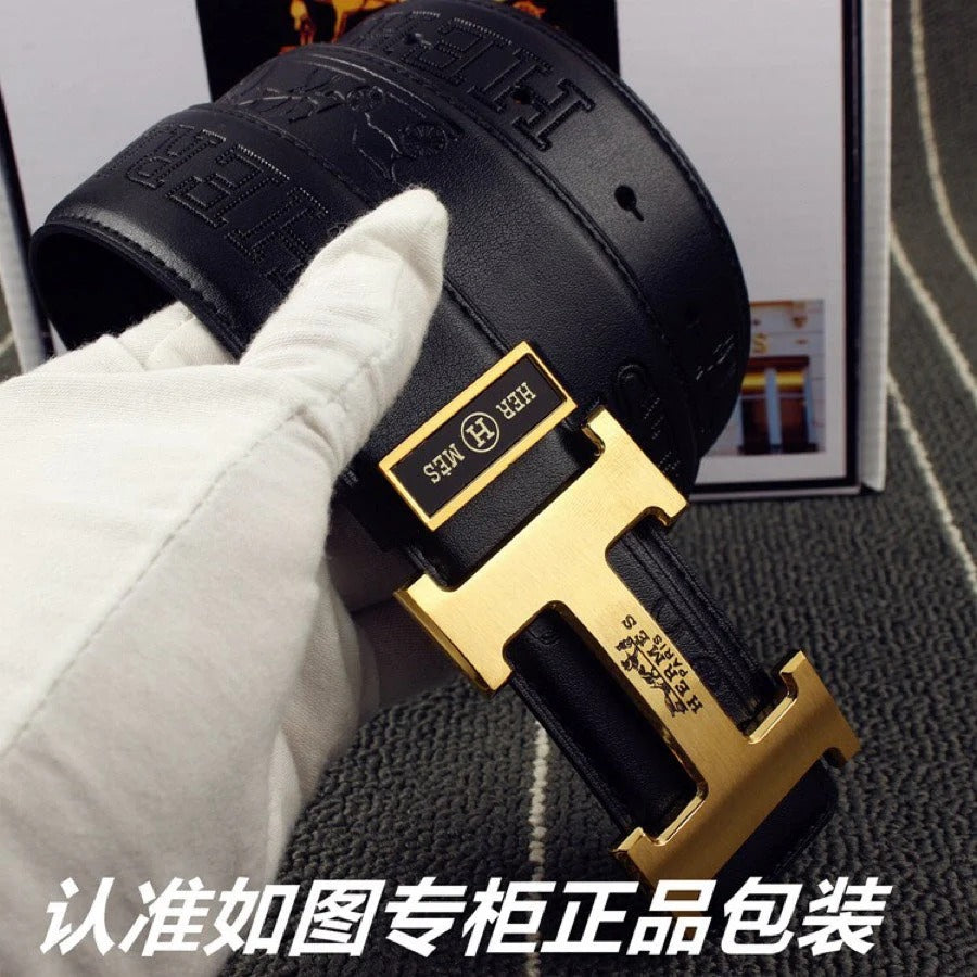 HM Original Belt 38mm Black Cowhide Gold Buckle 620273 | Hermès belt