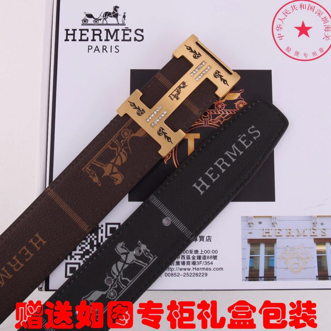 HM Constance Belt 38mm Brown Black Cowhide Gold Buckle 620189|Hermès belt