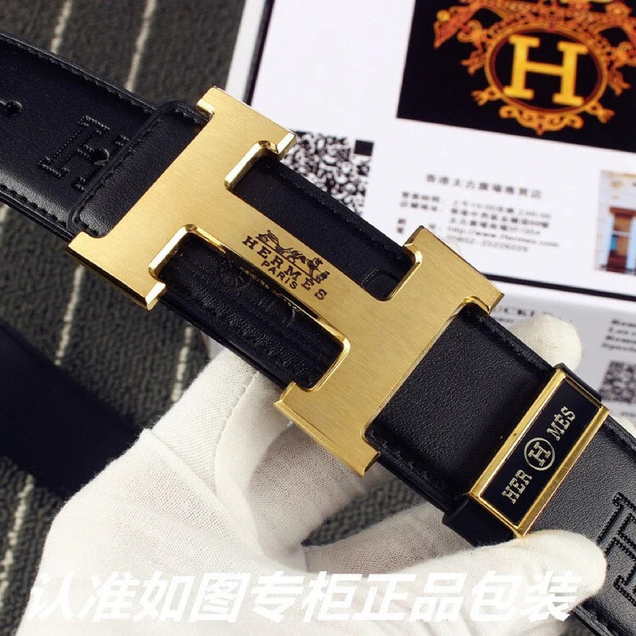 HM Original Belt 38mm Black Cowhide Gold Buckle 620273 | Hermès belt
