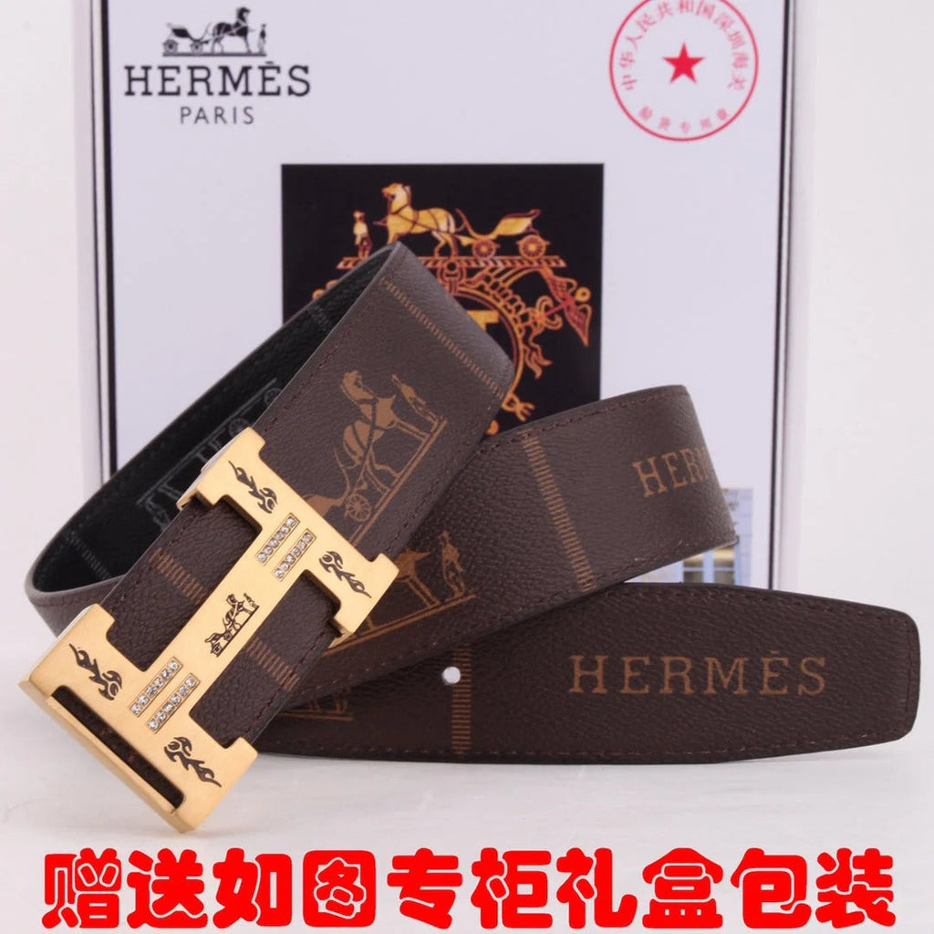 HM Constance Belt 38mm Brown Black Cowhide Gold Buckle 620189|Hermès belt