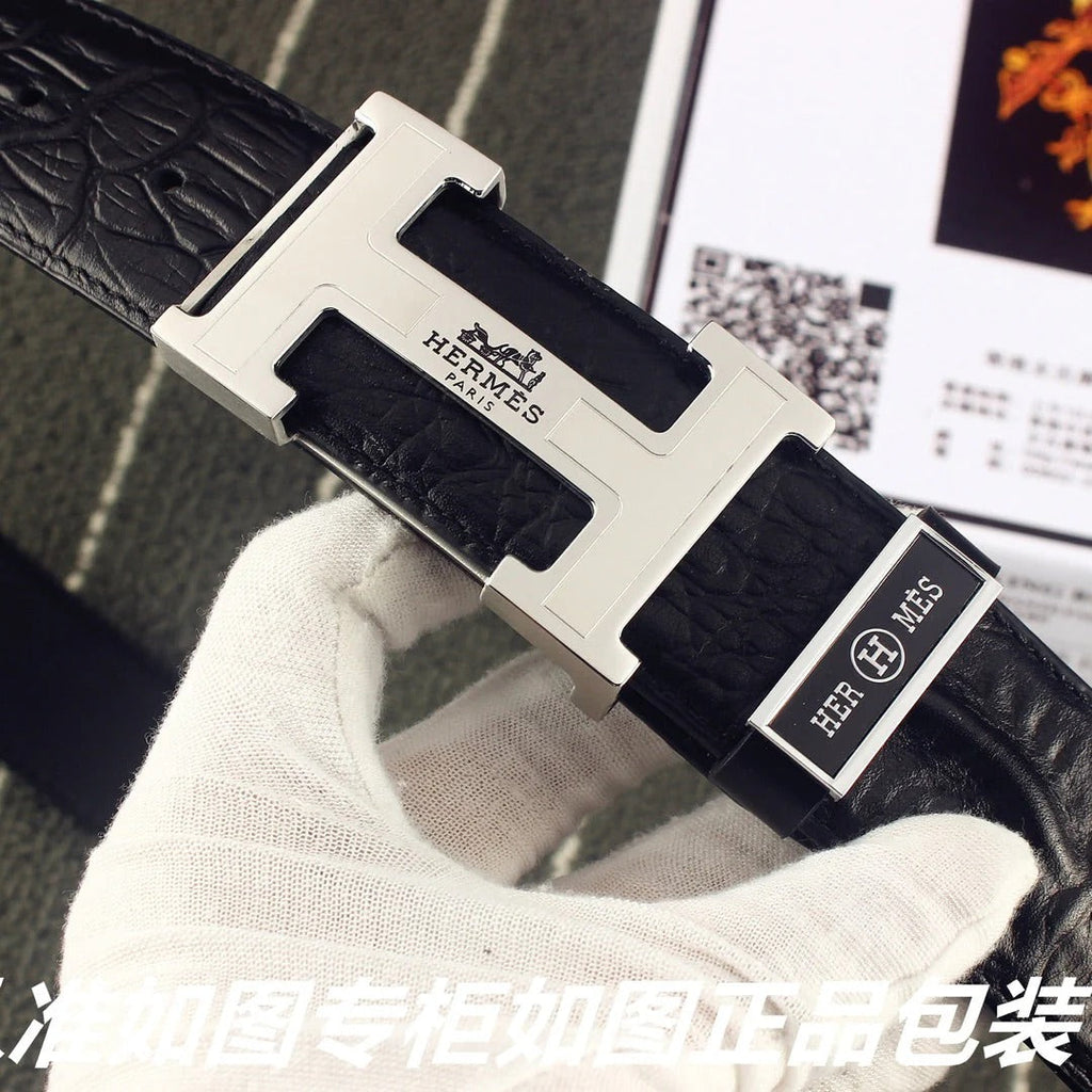 HM Original Belt 38mm Black Epsom Sliver Buckle 620267 |Hermès belt
