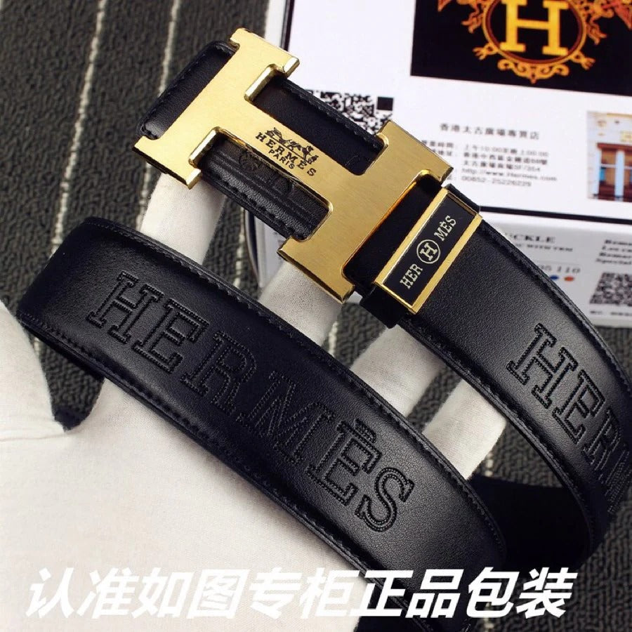 HM Original Belt 38mm Black Cowhide Gold Buckle 620273 | Hermès belt