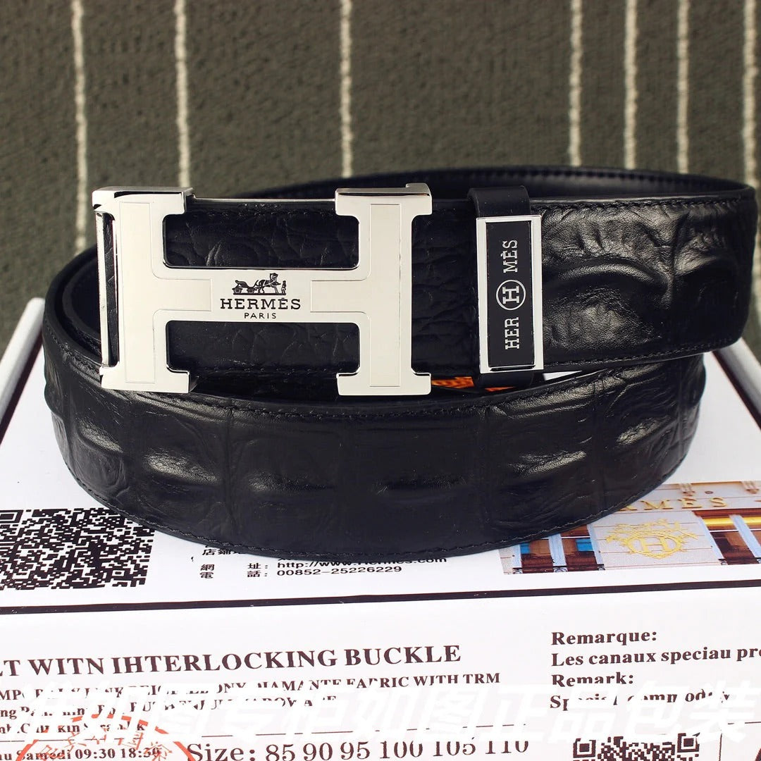 HM Original Belt 38mm Black Epsom Sliver Buckle 620267 |Hermès belt