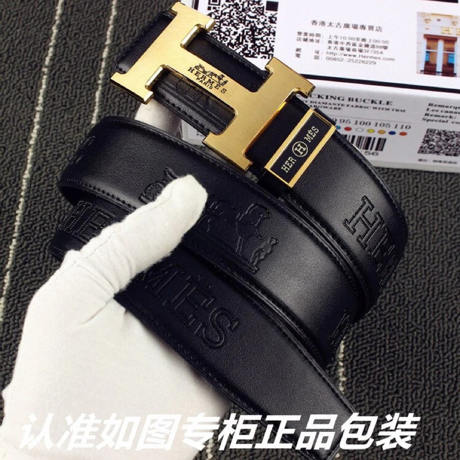 HM Original Belt 38mm Black Cowhide Gold Buckle 620273 | Hermès belt