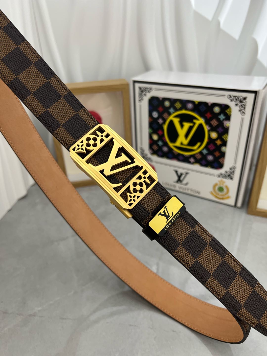 LOUIS VUITTON LV 25S BELT 35 MM IN BROWN CALFSKIN 593274