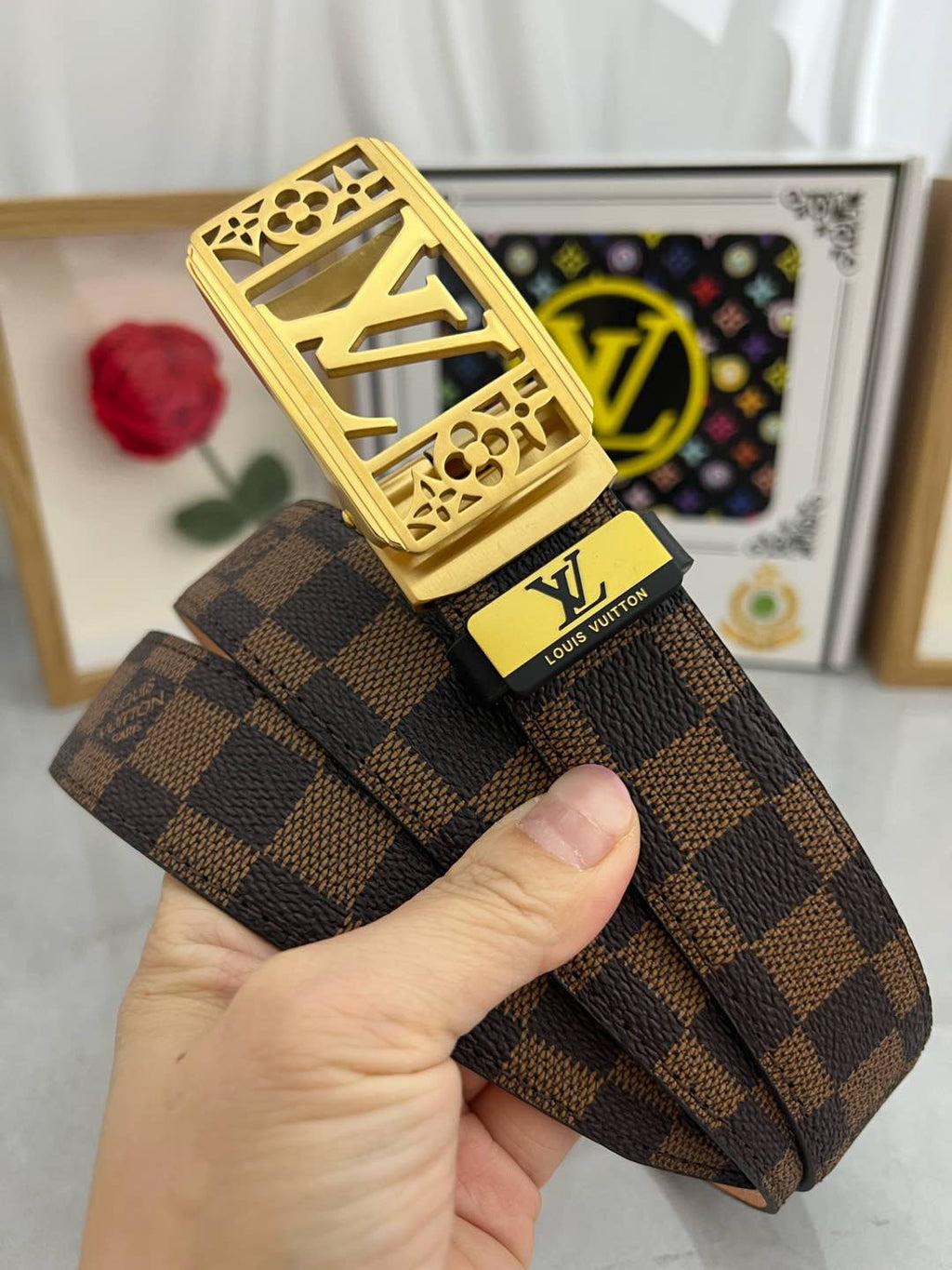 LOUIS VUITTON LV 25S BELT 35 MM IN BROWN CALFSKIN 593274