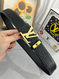 LOUIS VUITTON LV 25S BELT 38 MM IN BLACK CALFSKIN STAMP LOGO 593293