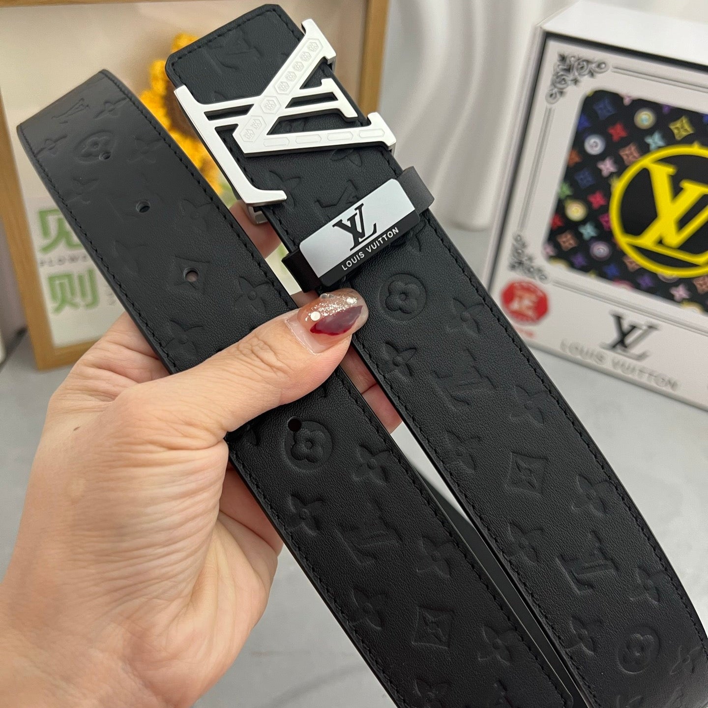 LOUIS VUITTON LV 25S BELT 38 MM IN BLACK CALFSKIN 593278