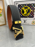 LOUIS VUITTON LV 25S BELT 38 MM IN BLACK CALFSKIN 593290