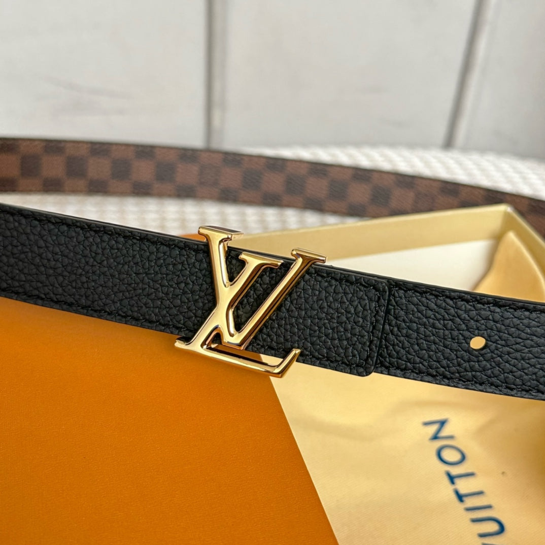 LOUIS VUITTON LV ICONIC 25 MM IN BROWN DAMIER CALFSKIN GOLD HARDWARE