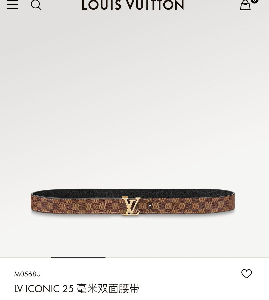 LOUIS VUITTON LV ICONIC 25 MM IN BROWN DAMIER CALFSKIN GOLD HARDWARE