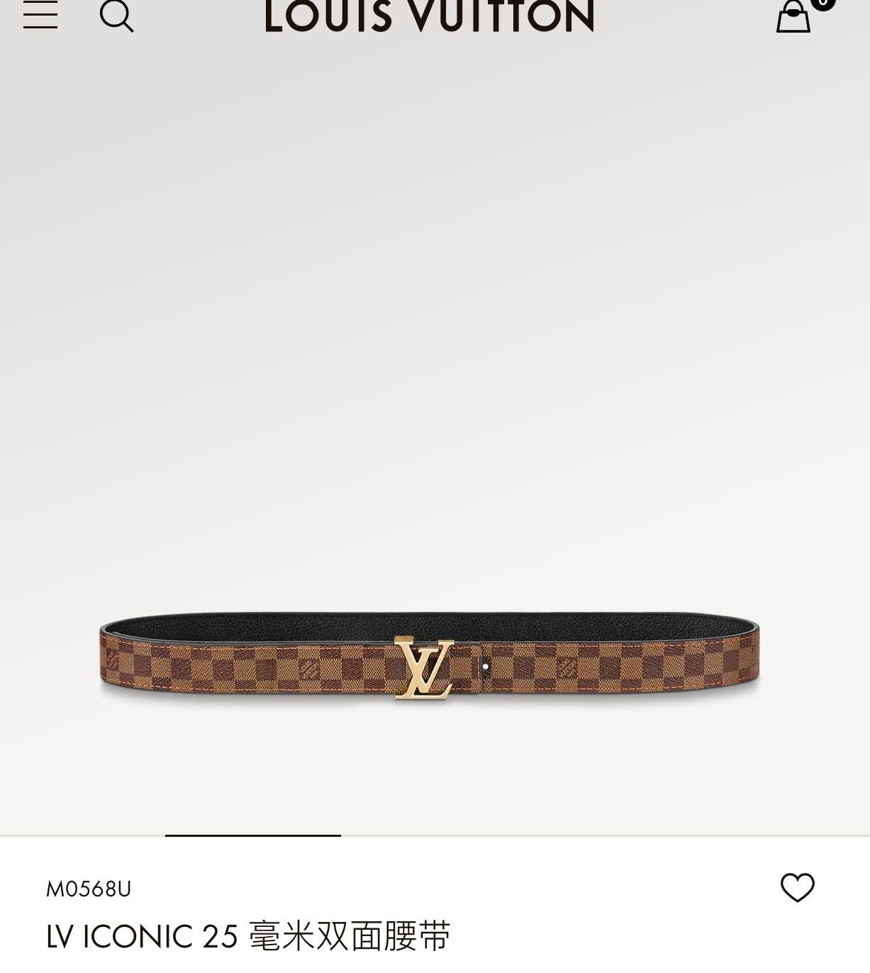 LOUIS VUITTON LV ICONIC 25 MM IN BROWN DAMIER CALFSKIN GOLD HARDWARE