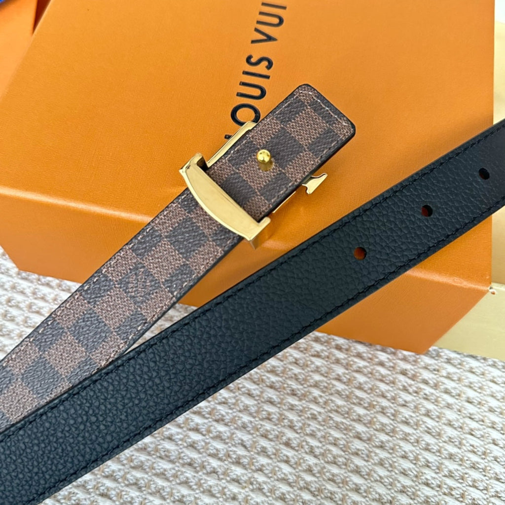 LOUIS VUITTON LV ICONIC 25 MM IN BROWN DAMIER CALFSKIN GOLD HARDWARE