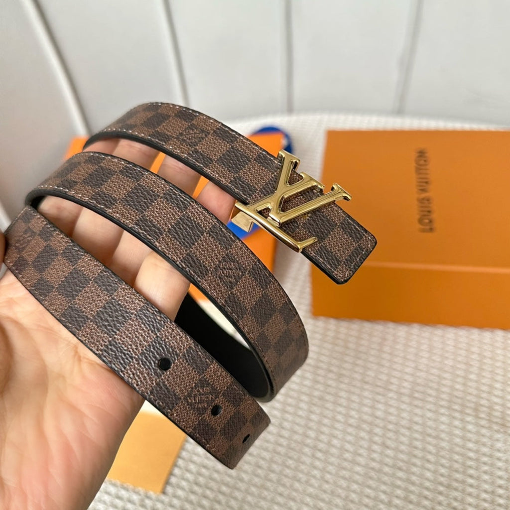 LOUIS VUITTON LV ICONIC 25 MM IN BROWN DAMIER CALFSKIN GOLD HARDWARE
