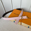 LOUIS VUITTON PRETTY LV 30MM REVERSIBLE BELT IN LIGHT PINK CALFSKIN GOLD HARDWARE