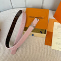 LOUIS VUITTON PRETTY LV 30MM REVERSIBLE BELT IN LIGHT PINK CALFSKIN SILVER HARDWARE