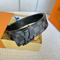 LOUIS VUITTON LV 25S BELT 40 MM IN BLACK MIX GREY CALFSKIN 593221