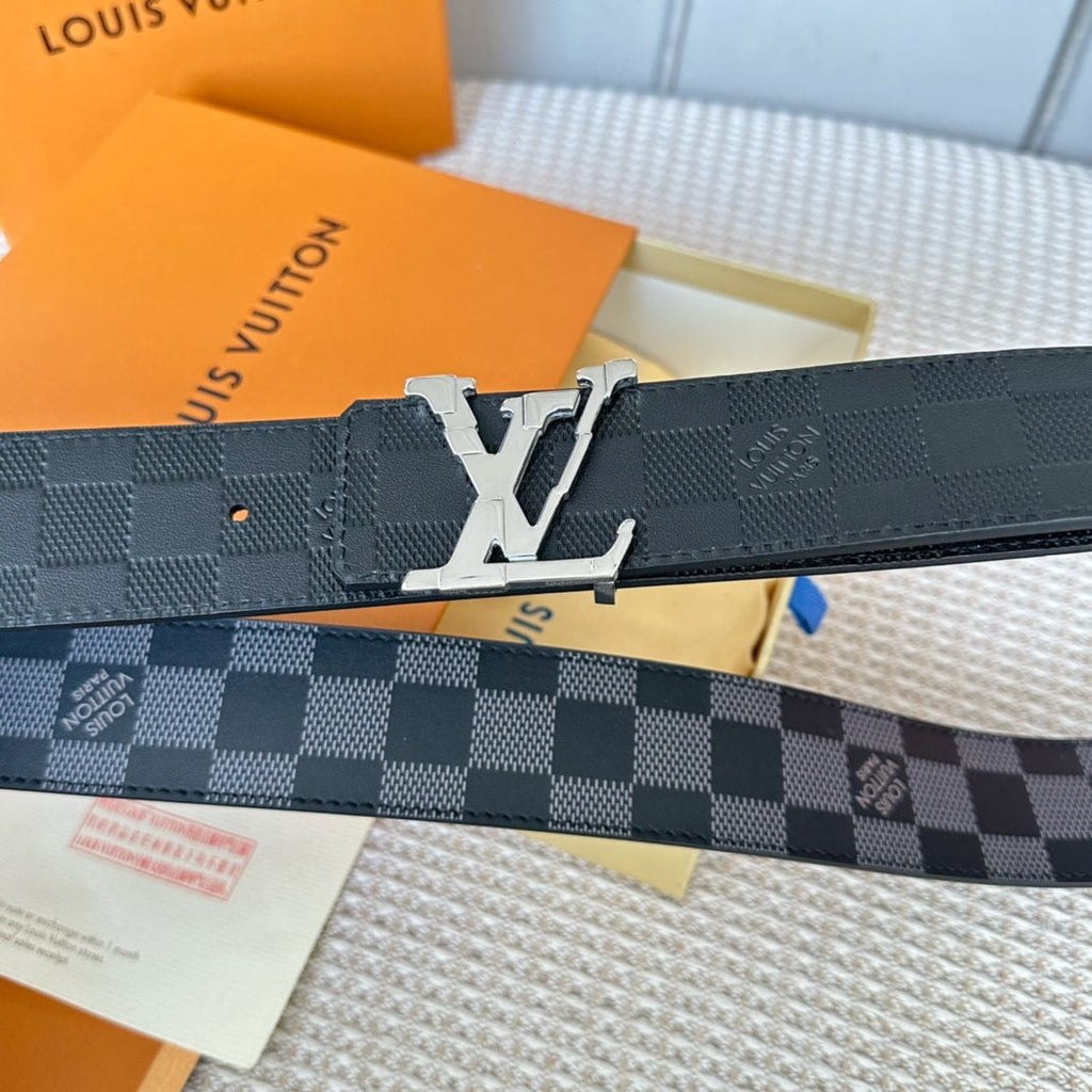 LOUIS VUITTON LV 25S BELT 40 MM IN BLACK MIX GREY CALFSKIN 593222