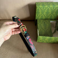 GG Marmont Reversible Belt 3.0cm Flora Print Black Leather