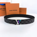 LOUIS VUITTON LV LARGE 40MM PYRAMIDE BELT BLACK DAMIER MONOGRAM CALFSKIN METAL HARDWARE
