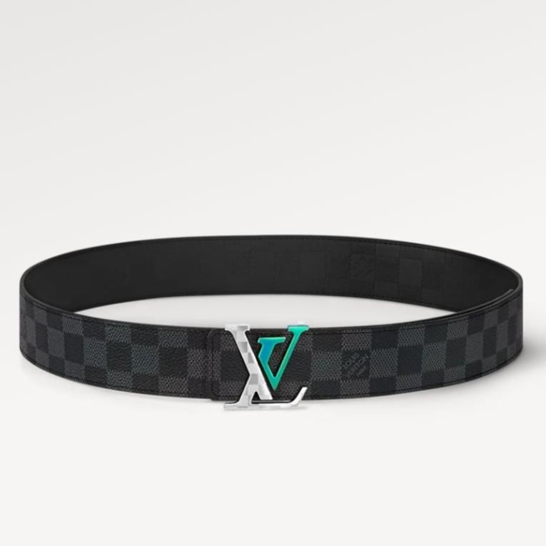 LOUIS VUITTON LV LARGE 40MM PYRAMIDE BELT BLACK DAMIER MONOGRAM CALFSKIN METAL HARDWARE