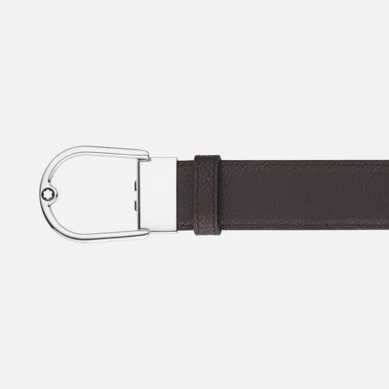 Montblanc belt 35mm horseshoe buckle reversible grained leather ebony/black 198632