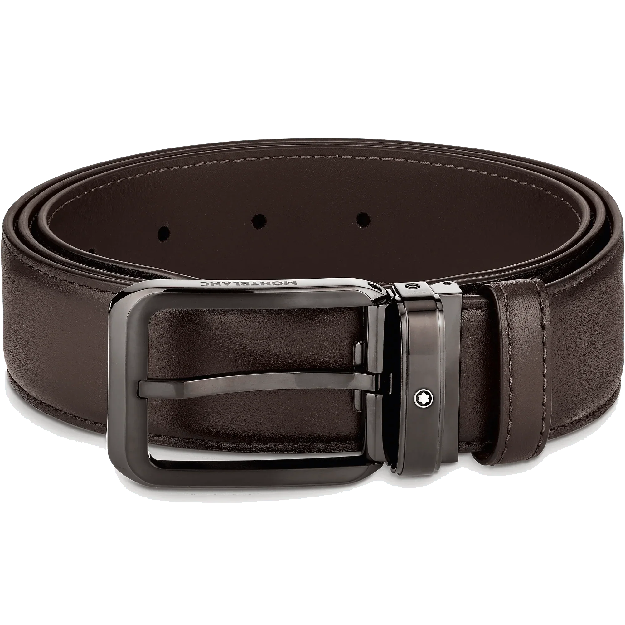 Montblanc belt 35mm rectangular buckle shaded brown leather 129456