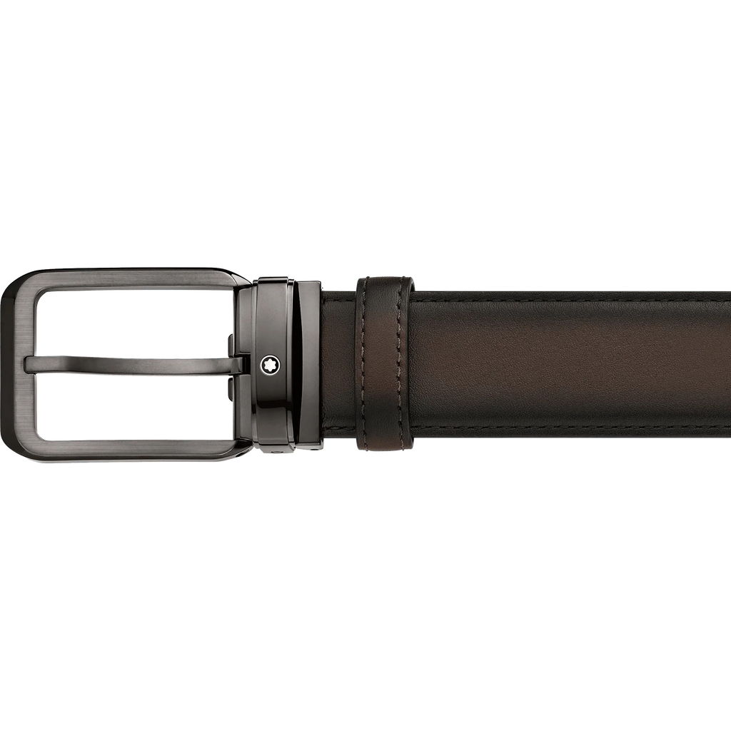 Montblanc belt 35mm rectangular buckle shaded brown leather 129456