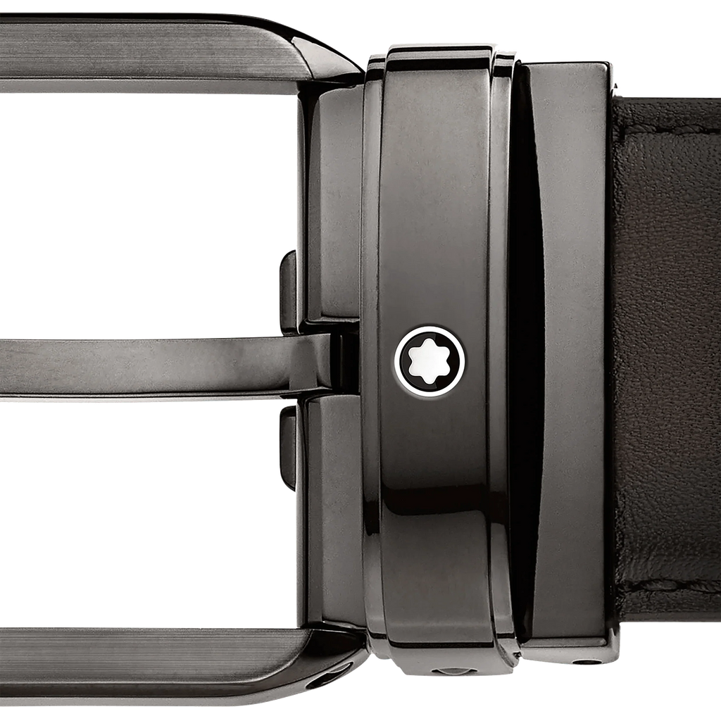 Montblanc belt 35mm rectangular buckle shaded brown leather 129456