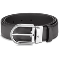 Montblanc 35mm gray leather belt with horseshoe buckle 129437