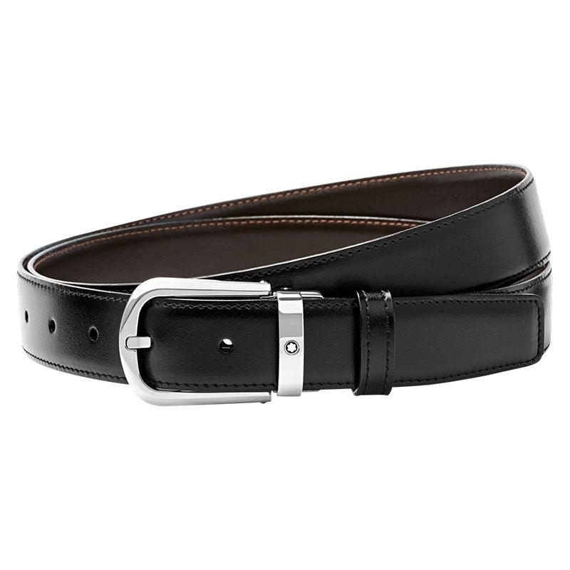 Montblanc elegant men's belt black/brown 30mm reversible adjustable 114412