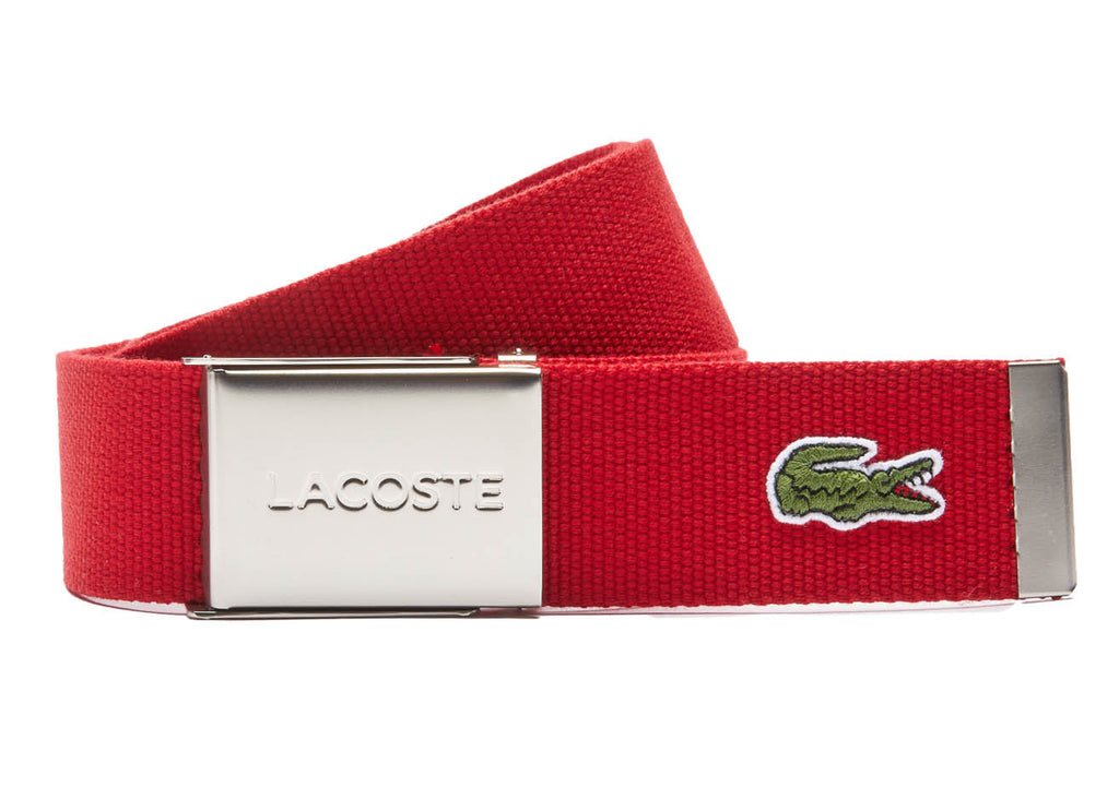LACOSTE Herren Gürtel aus Stoff - schönes Etui, gravierter Schiebeschnallenverschluss